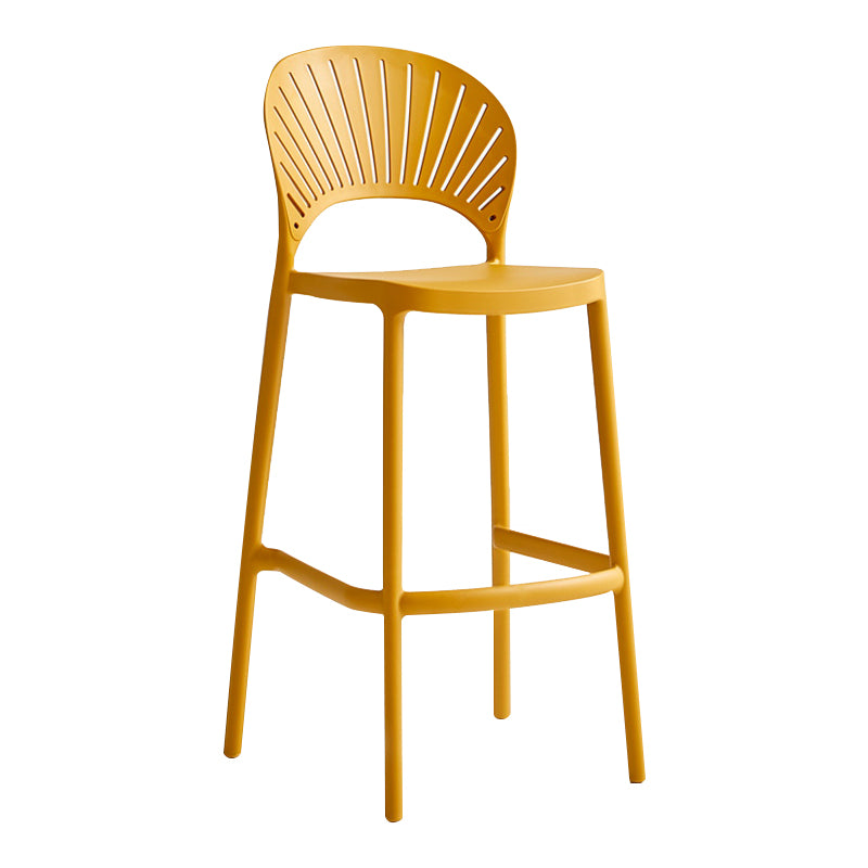 Stack-able Modern Footrest Bar Stool Low Back Plastic Rectangular Counter Stool