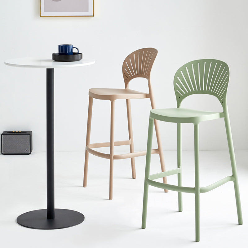 Stack-able Modern Footrest Bar Stool Low Back Plastic Rectangular Counter Stool