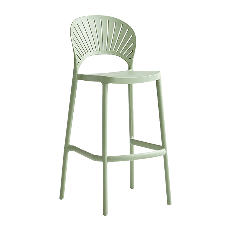 Stack-able Modern Footrest Bar Stool Low Back Plastic Rectangular Counter Stool