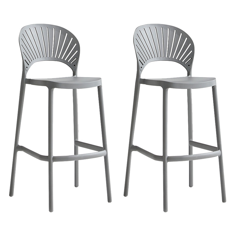 Stack-able Modern Footrest Bar Stool Low Back Plastic Rectangular Counter Stool