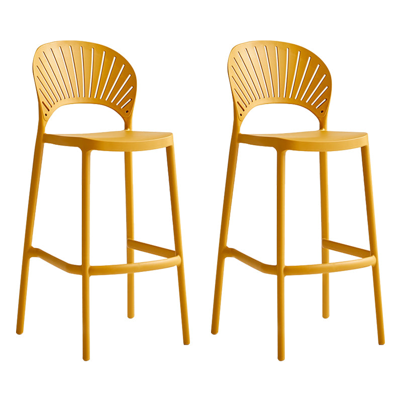 Stack-able Modern Footrest Bar Stool Low Back Plastic Rectangular Counter Stool
