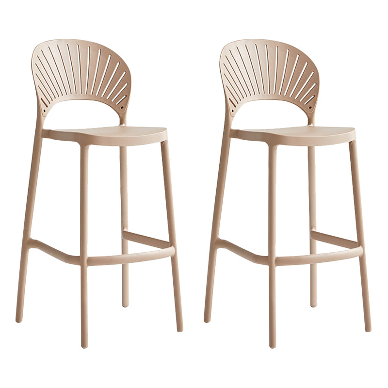 Stack-able Modern Footrest Bar Stool Low Back Plastic Rectangular Counter Stool