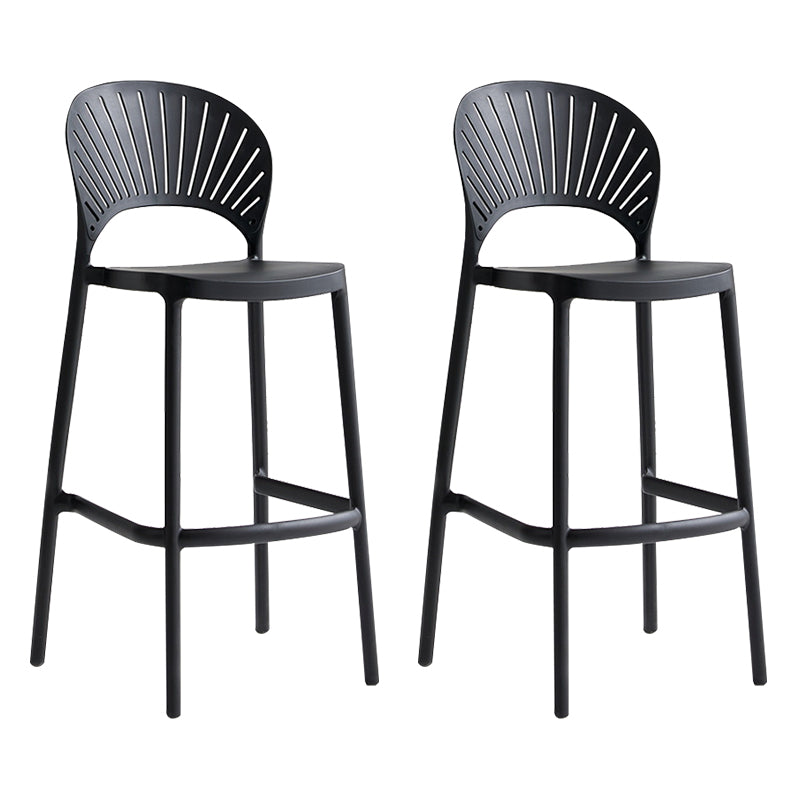 Stack-able Modern Footrest Bar Stool Low Back Plastic Rectangular Counter Stool