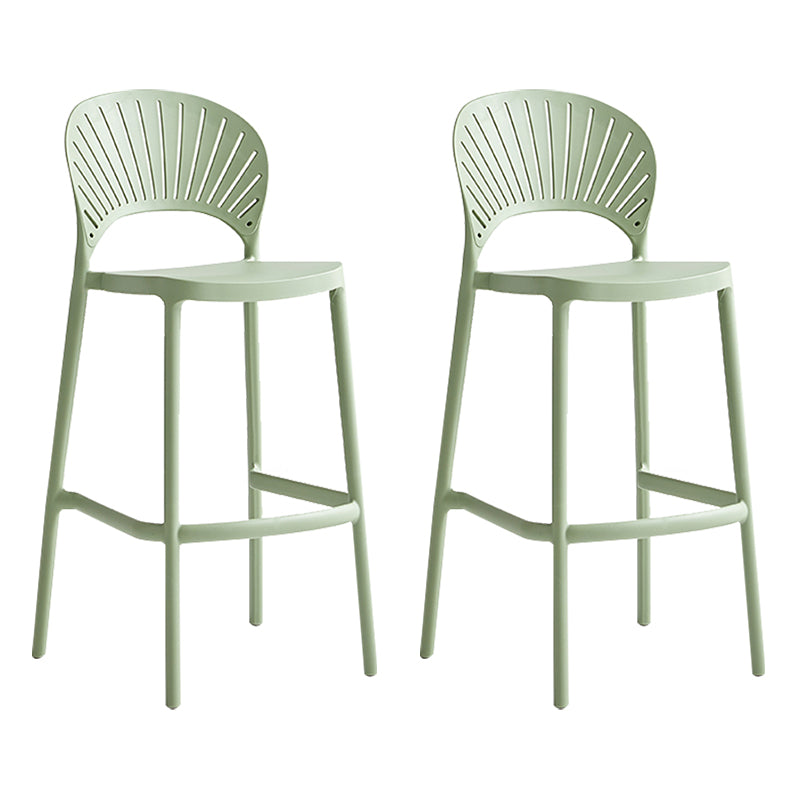 Stack-able Modern Footrest Bar Stool Low Back Plastic Rectangular Counter Stool