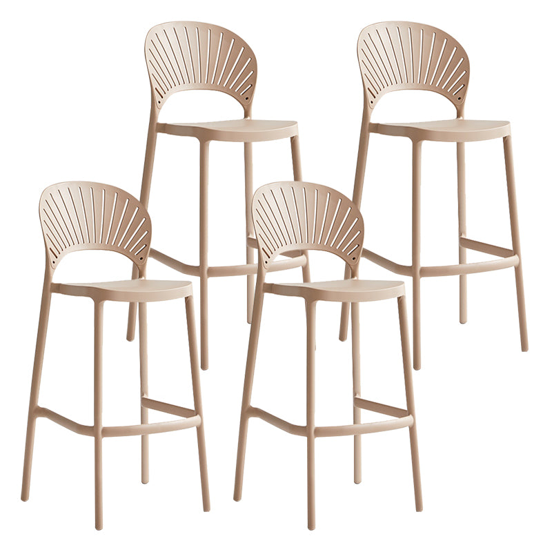 Stack-able Modern Footrest Bar Stool Low Back Plastic Rectangular Counter Stool
