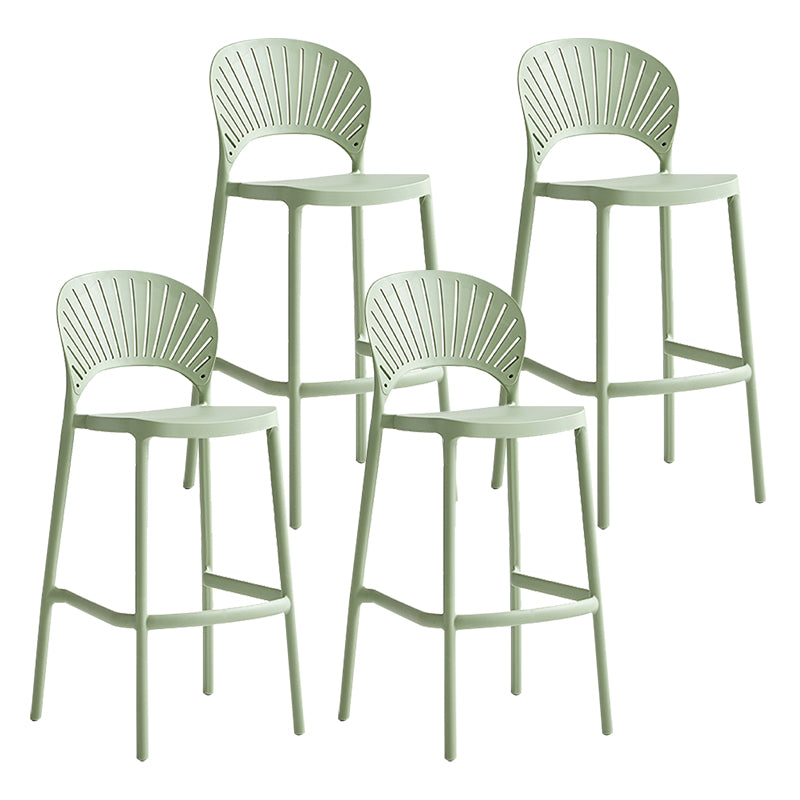 Stack-able Modern Footrest Bar Stool Low Back Plastic Rectangular Counter Stool