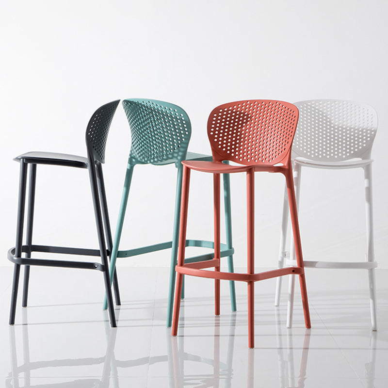 Modern Plastic Counter & Bar Stool Low Back Footrest Stool for Coffee Shop
