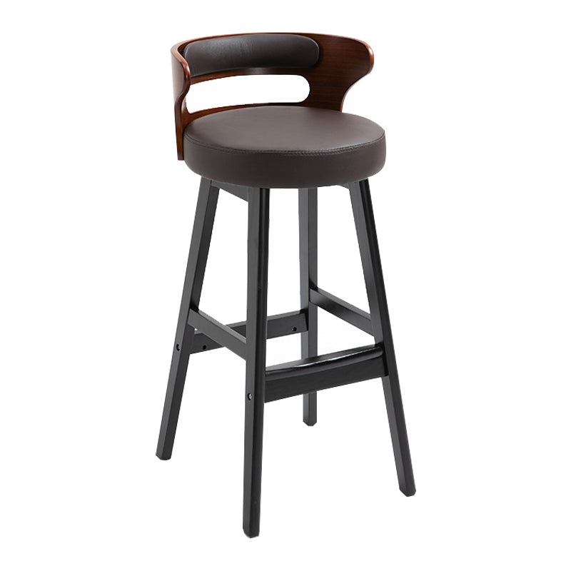 Taburete moderno de respaldo de respaldo sin brazo Taburete de bar de madera con cojín