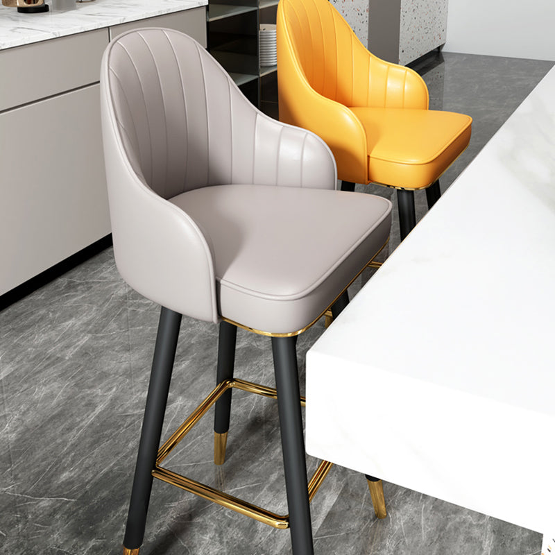Modern Armless Backrest Counter Stool Steel Household Bar Stool with Pedal and Cushion