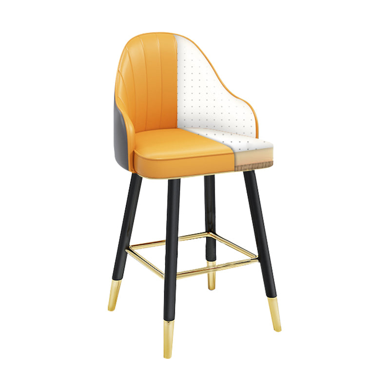 Modern Armless Backrest Counter Stool Steel Household Bar Stool with Pedal and Cushion