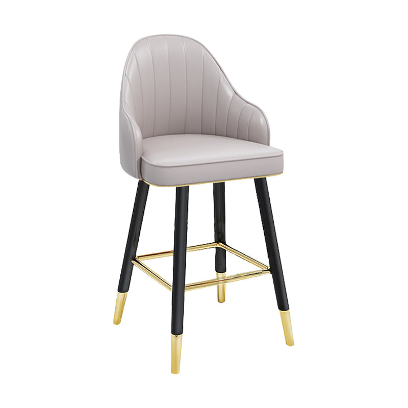 Modern Armless Backrest Counter Stool Steel Household Bar Stool with Pedal and Cushion