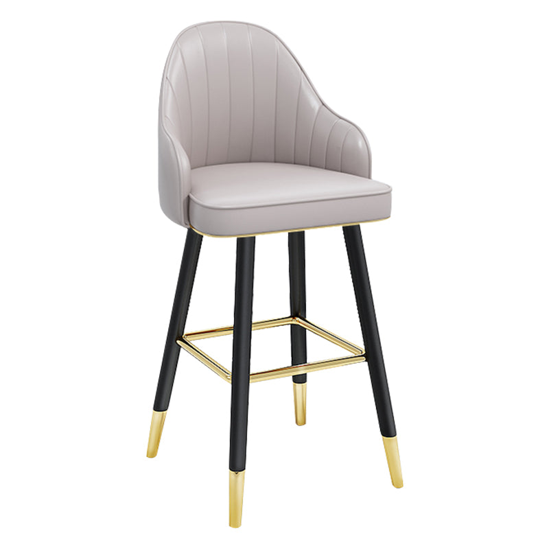 Modern Armless Backrest Counter Stool Steel Household Bar Stool with Pedal and Cushion
