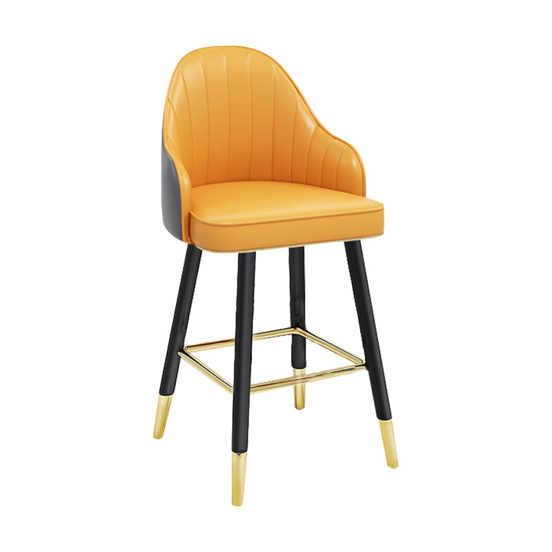 Modern Armless Backrest Counter Stool Steel Household Bar Stool with Pedal and Cushion