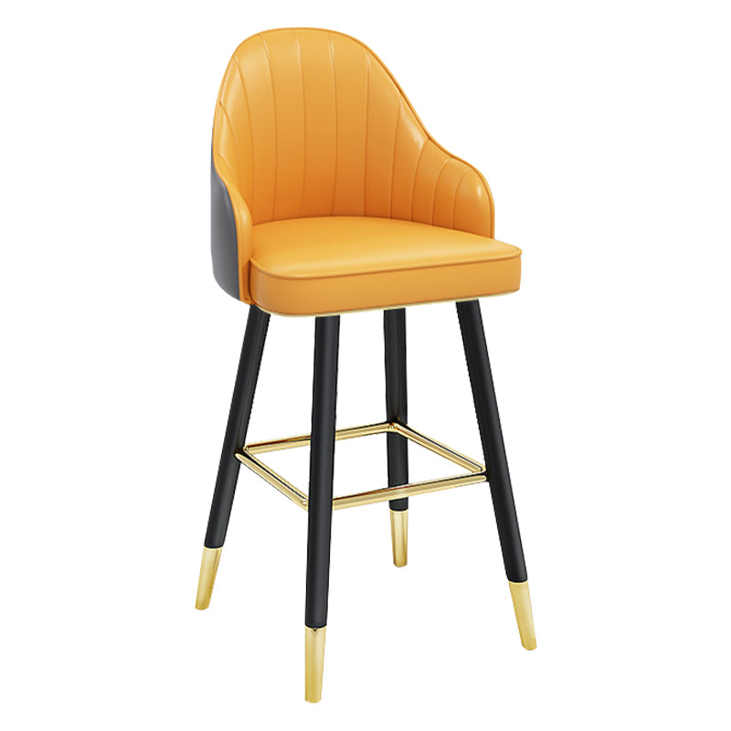 Modern Armless Backrest Counter Stool Steel Household Bar Stool with Pedal and Cushion