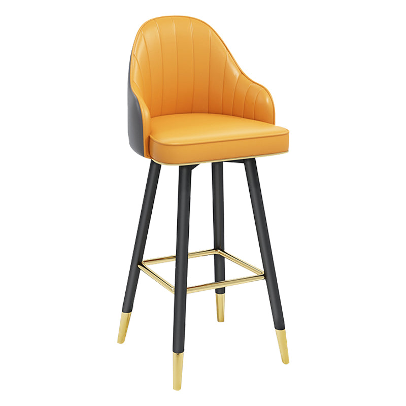 Modern Armless Backrest Counter Stool Steel Household Bar Stool with Pedal and Cushion