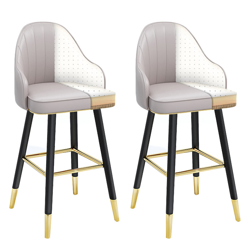 Modern Armless Backrest Counter Stool Steel Household Bar Stool with Pedal and Cushion
