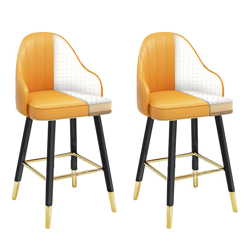 Modern Armless Backrest Counter Stool Steel Household Bar Stool with Pedal and Cushion