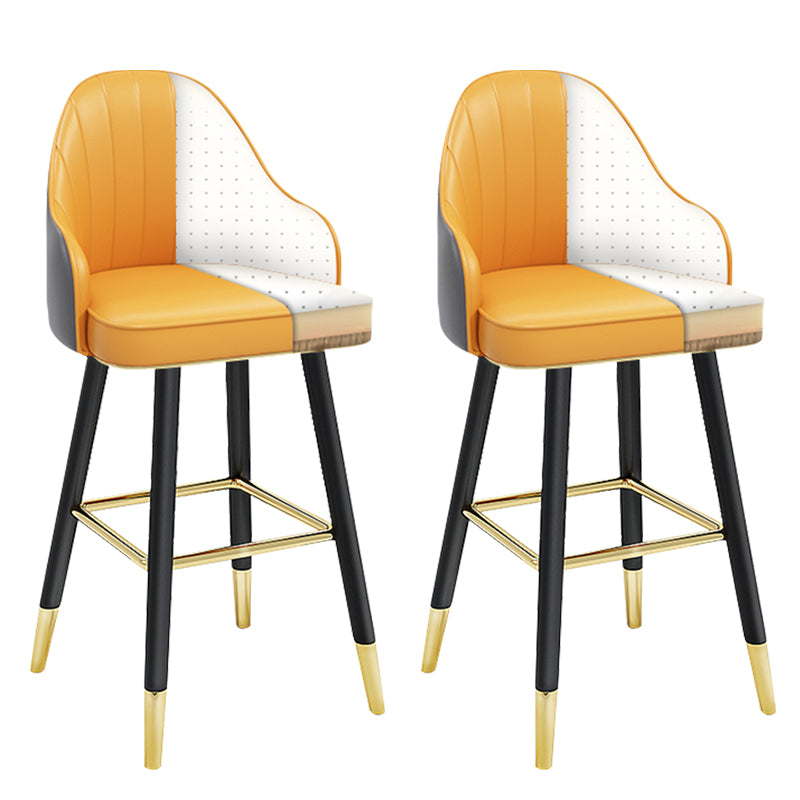 Modern Armless Backrest Counter Stool Steel Household Bar Stool with Pedal and Cushion