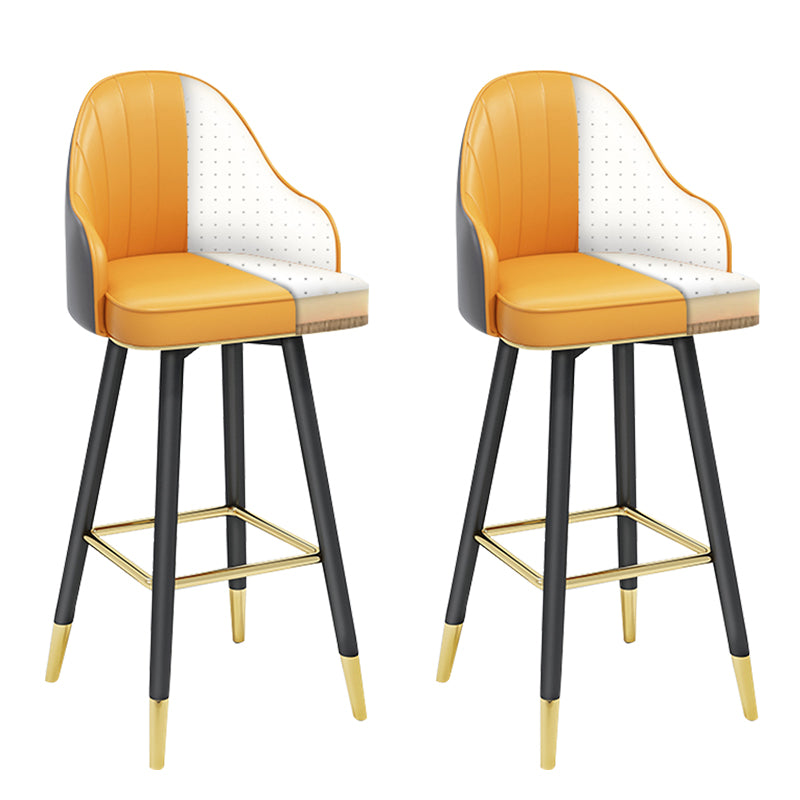 Modern Armless Backrest Counter Stool Steel Household Bar Stool with Pedal and Cushion