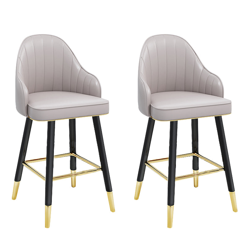 Modern Armless Backrest Counter Stool Steel Household Bar Stool with Pedal and Cushion