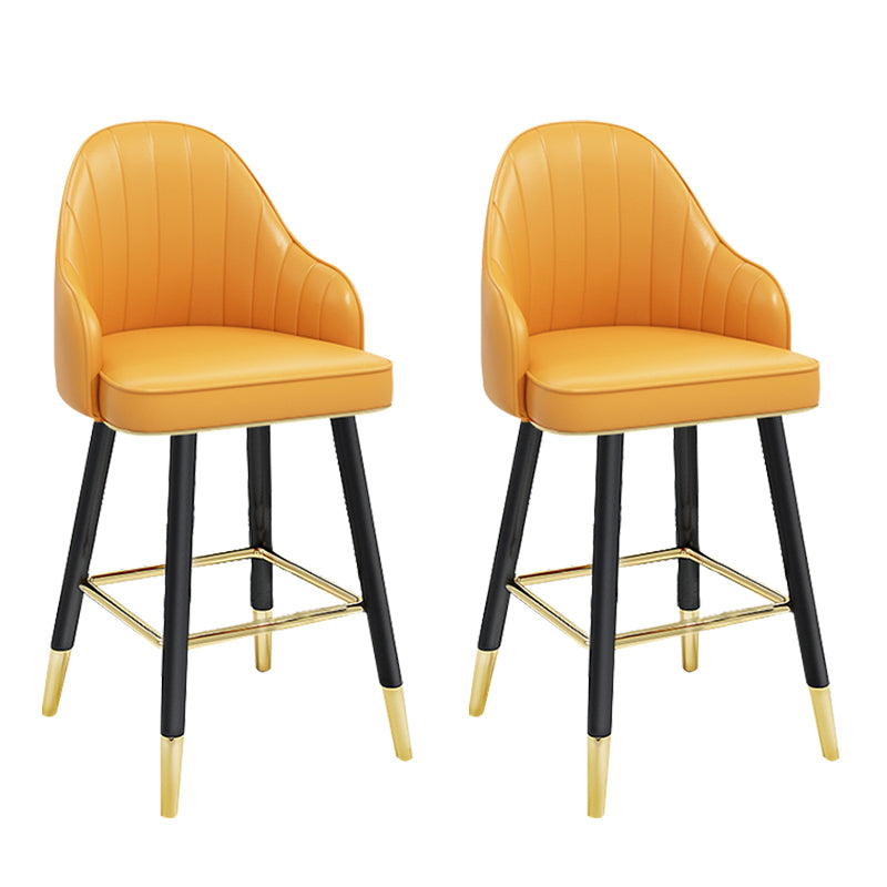 Modern Armless Backrest Counter Stool Steel Household Bar Stool with Pedal and Cushion