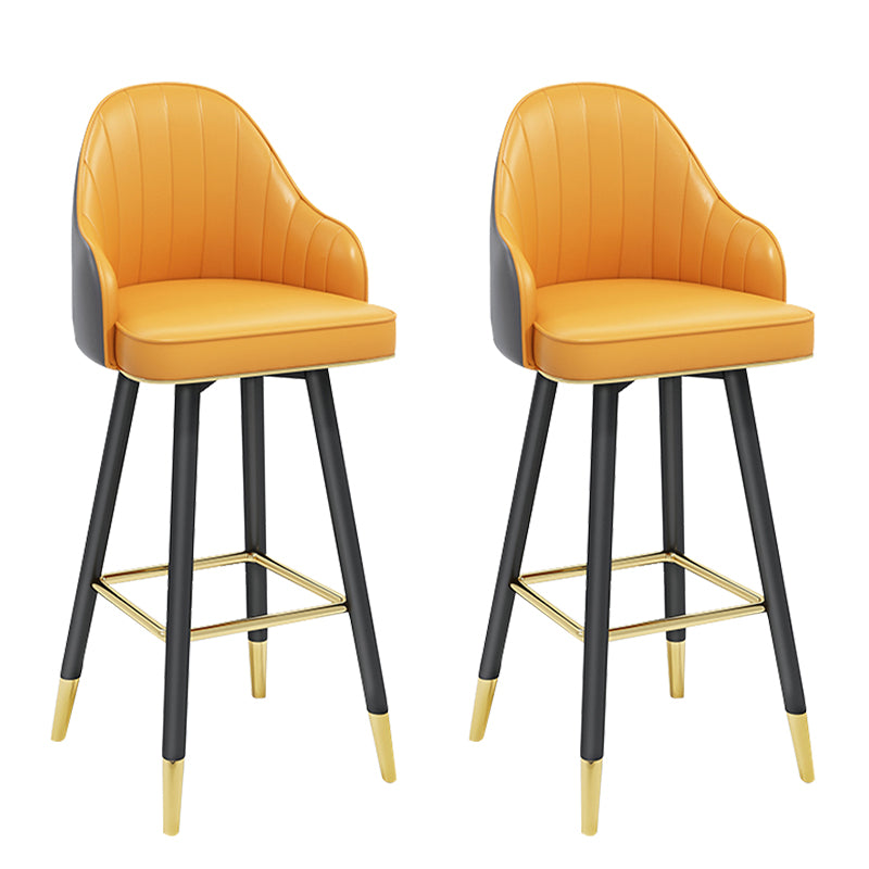 Modern Armless Backrest Counter Stool Steel Household Bar Stool with Pedal and Cushion