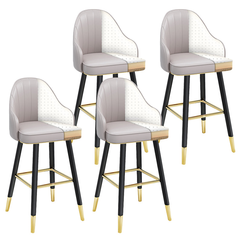Modern Armless Backrest Counter Stool Steel Household Bar Stool with Pedal and Cushion