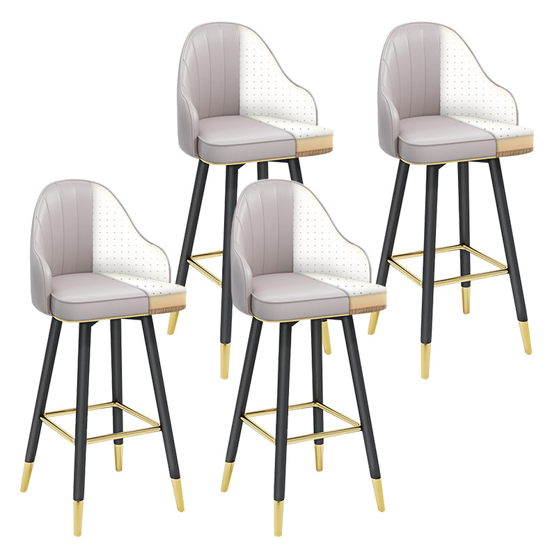 Modern Armless Backrest Counter Stool Steel Household Bar Stool with Pedal and Cushion
