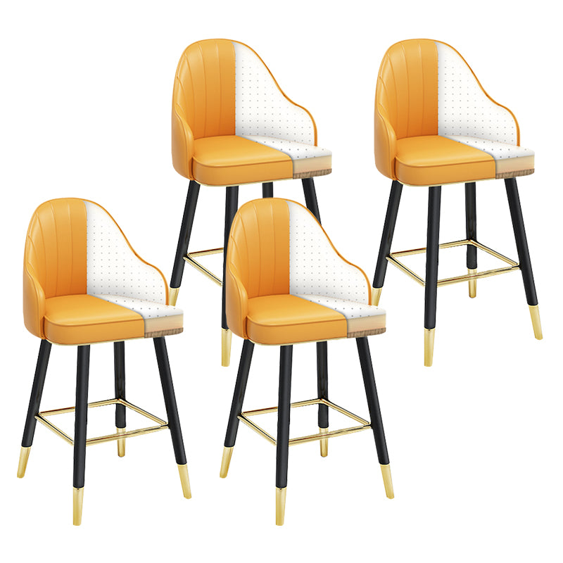 Modern Armless Backrest Counter Stool Steel Household Bar Stool with Pedal and Cushion
