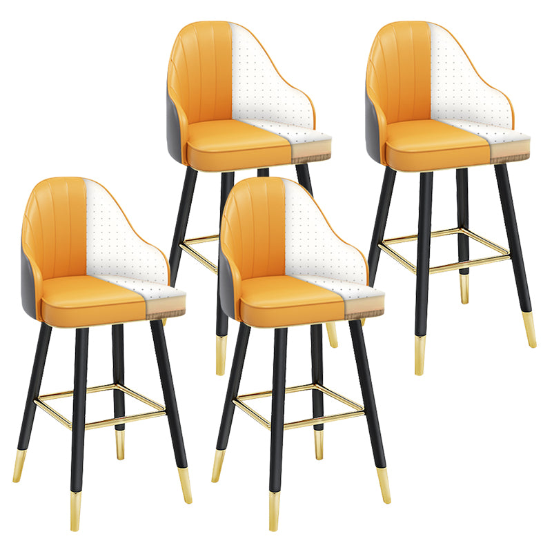 Modern Armless Backrest Counter Stool Steel Household Bar Stool with Pedal and Cushion