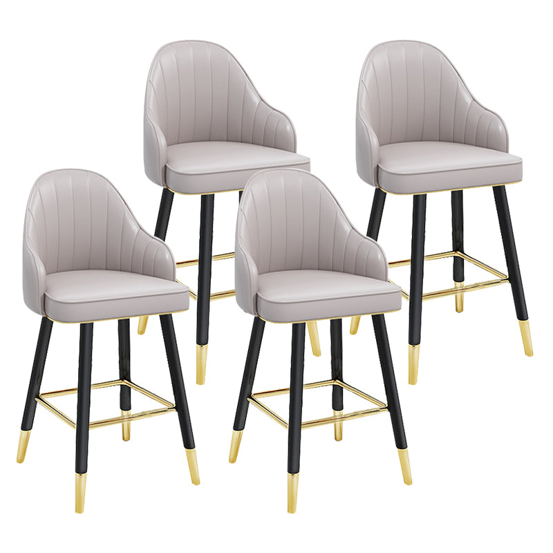 Modern Armless Backrest Counter Stool Steel Household Bar Stool with Pedal and Cushion