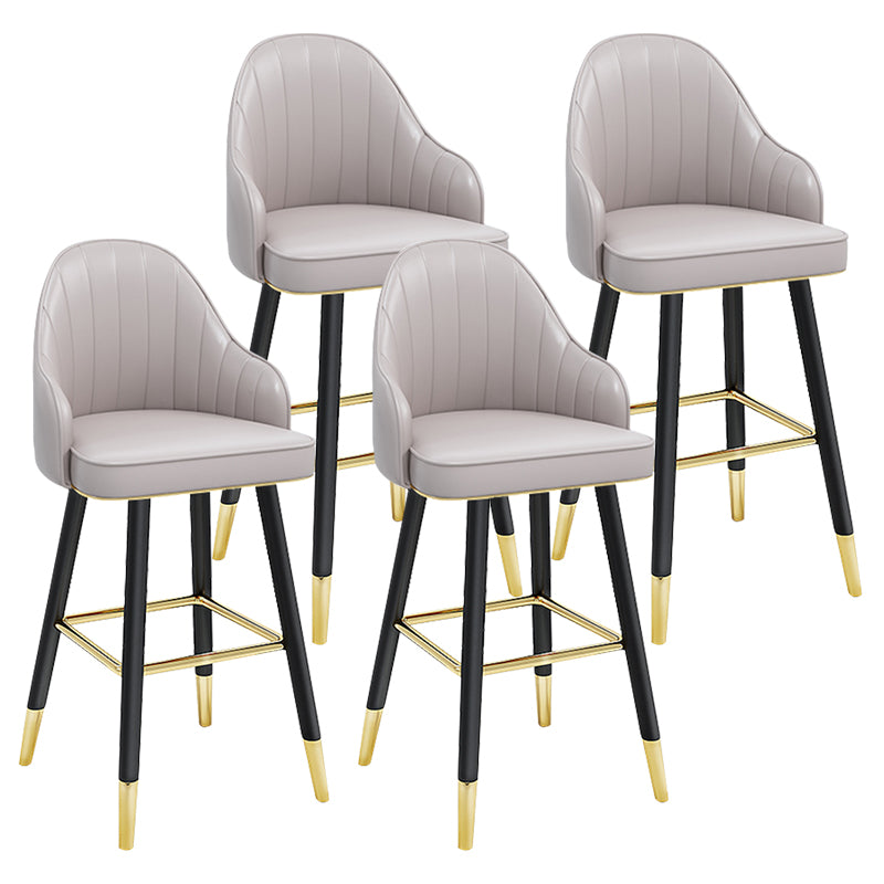 Modern Armless Backrest Counter Stool Steel Household Bar Stool with Pedal and Cushion