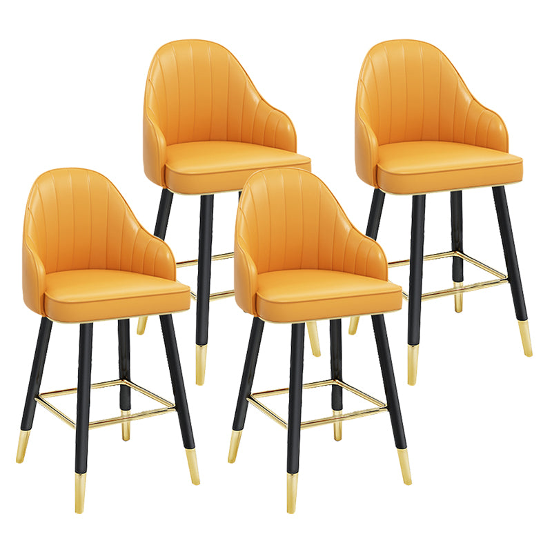 Modern Armless Backrest Counter Stool Steel Household Bar Stool with Pedal and Cushion