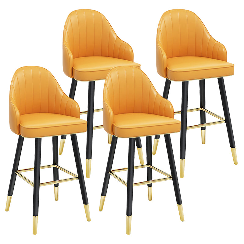 Modern Armless Backrest Counter Stool Steel Household Bar Stool with Pedal and Cushion