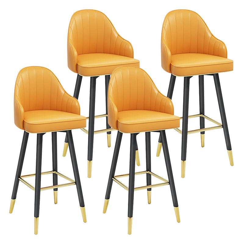 Modern Armless Backrest Counter Stool Steel Household Bar Stool with Pedal and Cushion