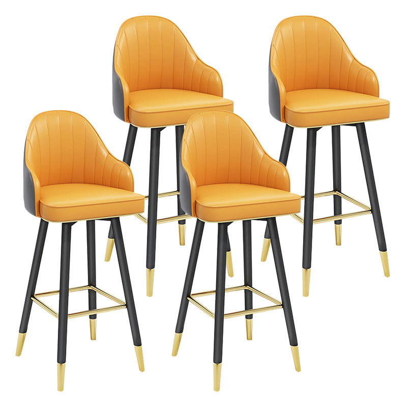 Modern Armless Backrest Counter Stool Steel Household Bar Stool with Pedal and Cushion
