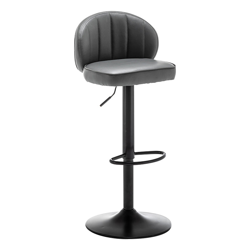 Contemporary Faux Leather Bar Stool Footrest Low Back Adjustable Height Swivel Stool