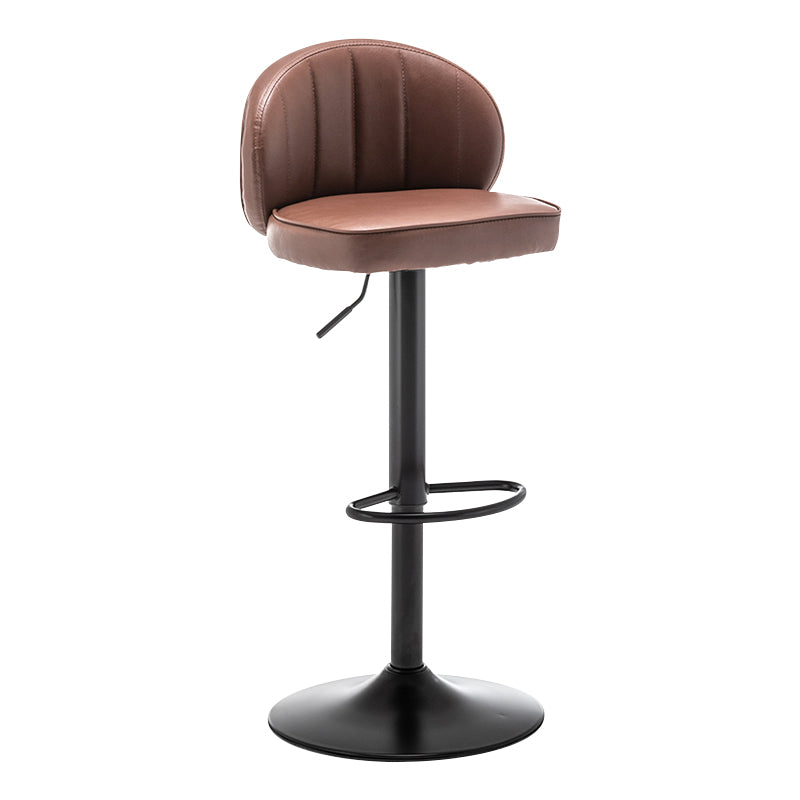 Contemporary Faux Leather Bar Stool Footrest Low Back Adjustable Height Swivel Stool