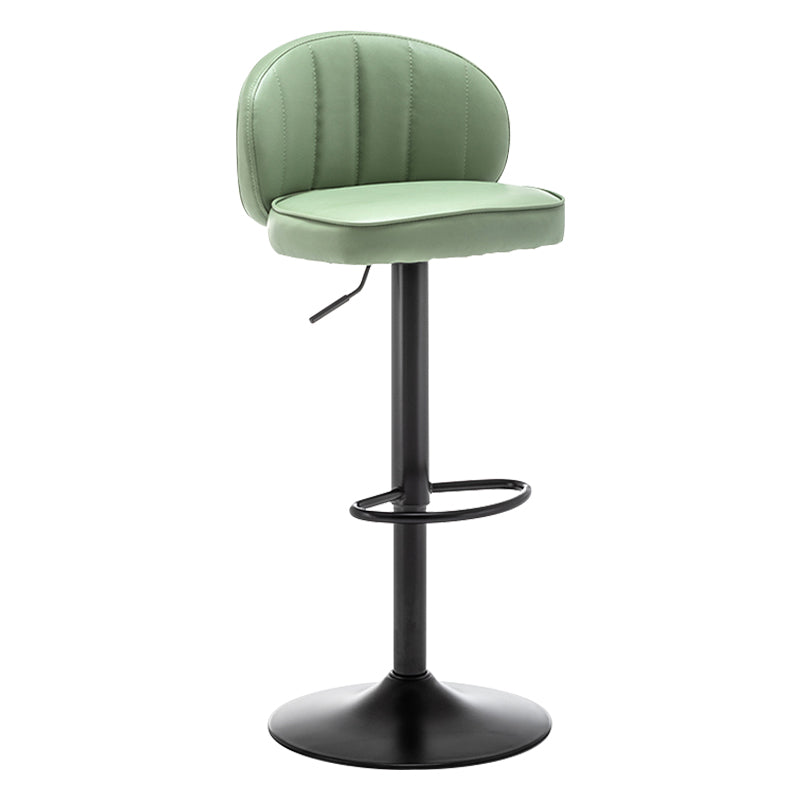 Contemporary Faux Leather Bar Stool Footrest Low Back Adjustable Height Swivel Stool