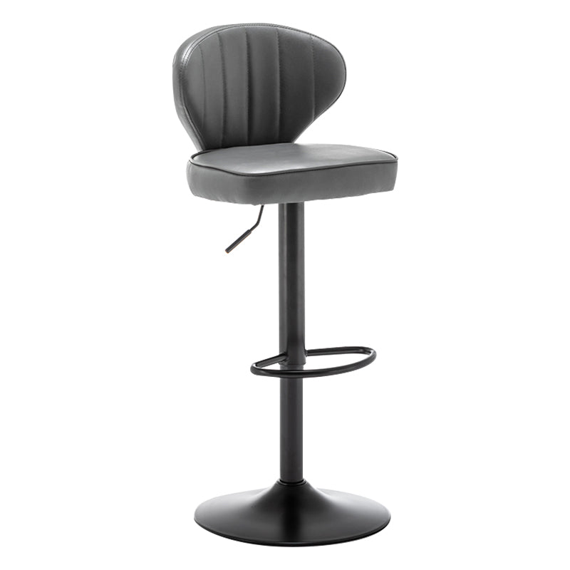 Contemporary Faux Leather Bar Stool Footrest Low Back Adjustable Height Swivel Stool