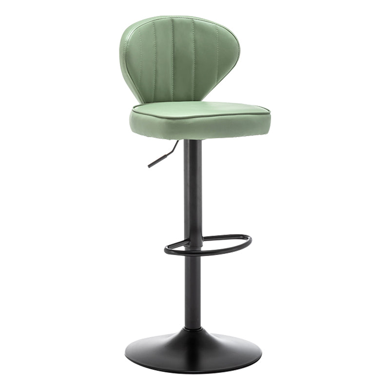 Contemporary Faux Leather Bar Stool Footrest Low Back Adjustable Height Swivel Stool