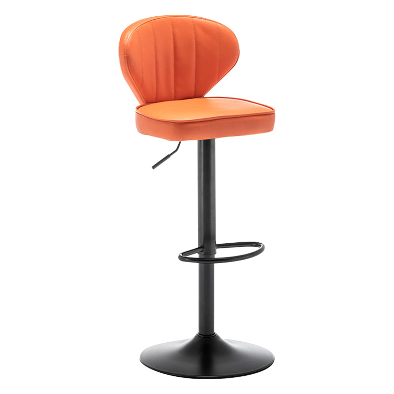 Contemporary Faux Leather Bar Stool Footrest Low Back Adjustable Height Swivel Stool