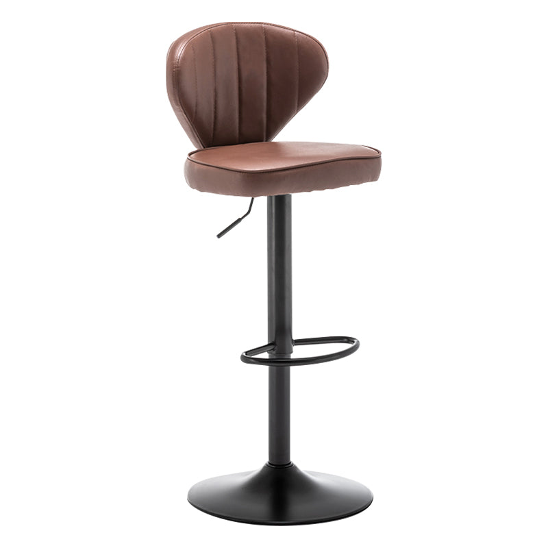 Contemporary Faux Leather Bar Stool Footrest Low Back Adjustable Height Swivel Stool