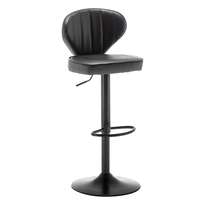 Contemporary Faux Leather Bar Stool Footrest Low Back Adjustable Height Swivel Stool