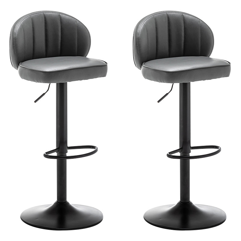 Contemporary Faux Leather Bar Stool Footrest Low Back Adjustable Height Swivel Stool