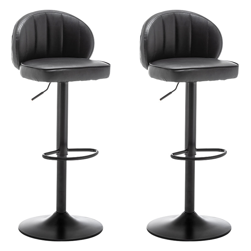 Contemporary Faux Leather Bar Stool Footrest Low Back Adjustable Height Swivel Stool