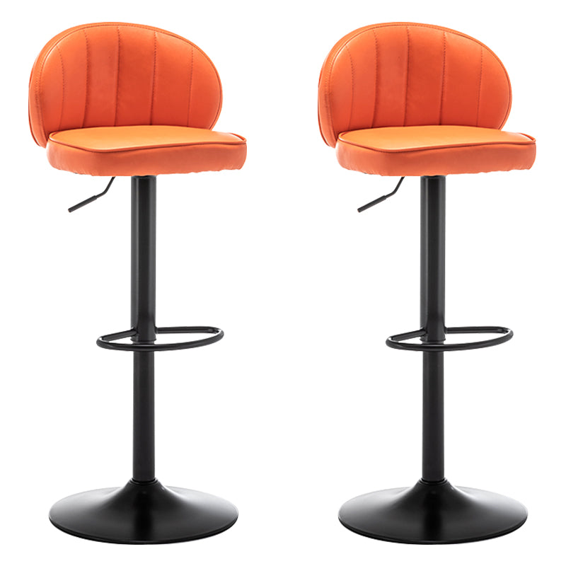 Contemporary Faux Leather Bar Stool Footrest Low Back Adjustable Height Swivel Stool