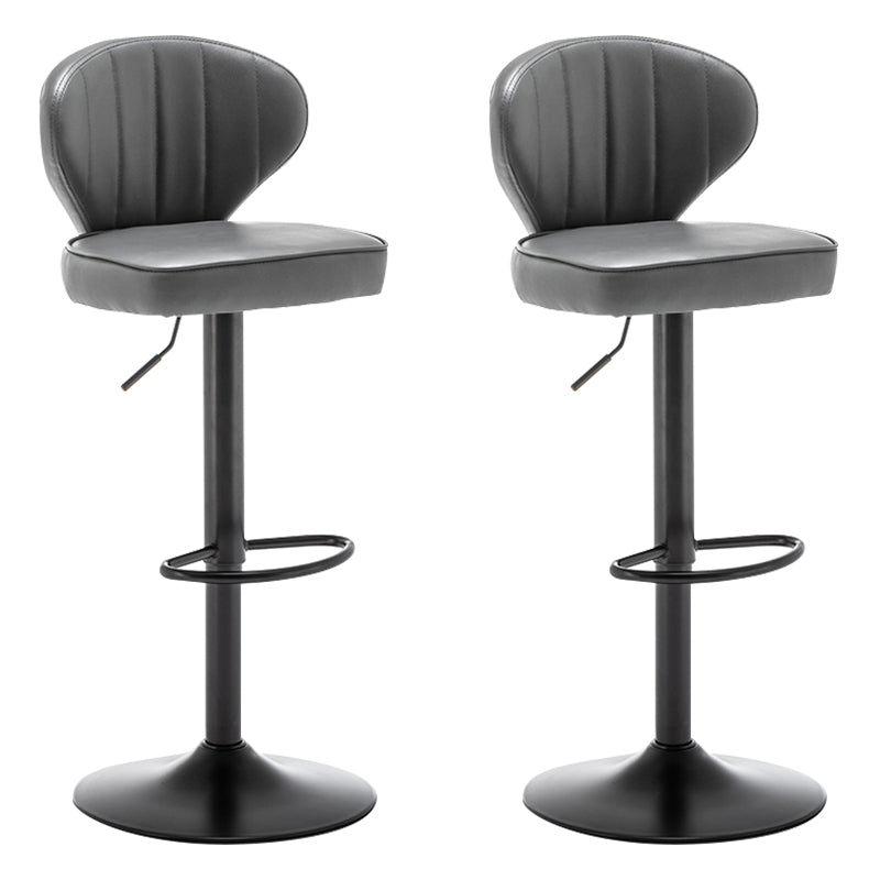 Contemporary Faux Leather Bar Stool Footrest Low Back Adjustable Height Swivel Stool
