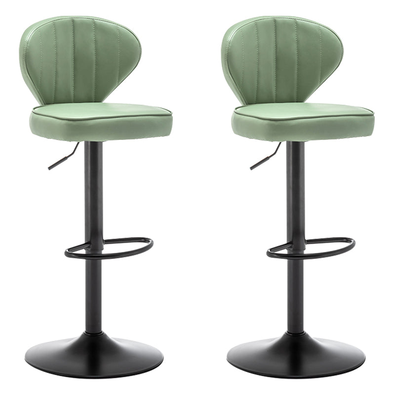 Contemporary Faux Leather Bar Stool Footrest Low Back Adjustable Height Swivel Stool