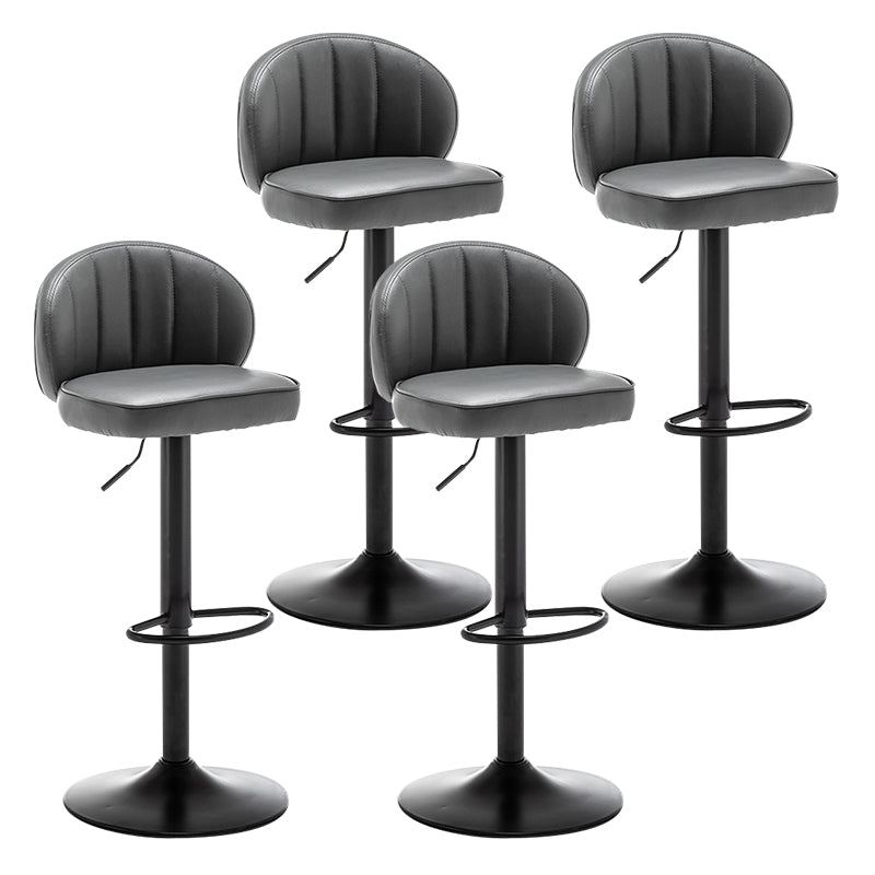Contemporary Faux Leather Bar Stool Footrest Low Back Adjustable Height Swivel Stool